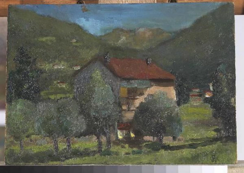 151-Paesaggio montano con abitazioni-Sistema Museale Montichiari Musei. Civica Pinacoteca Antonio e Laura Pasinettii  